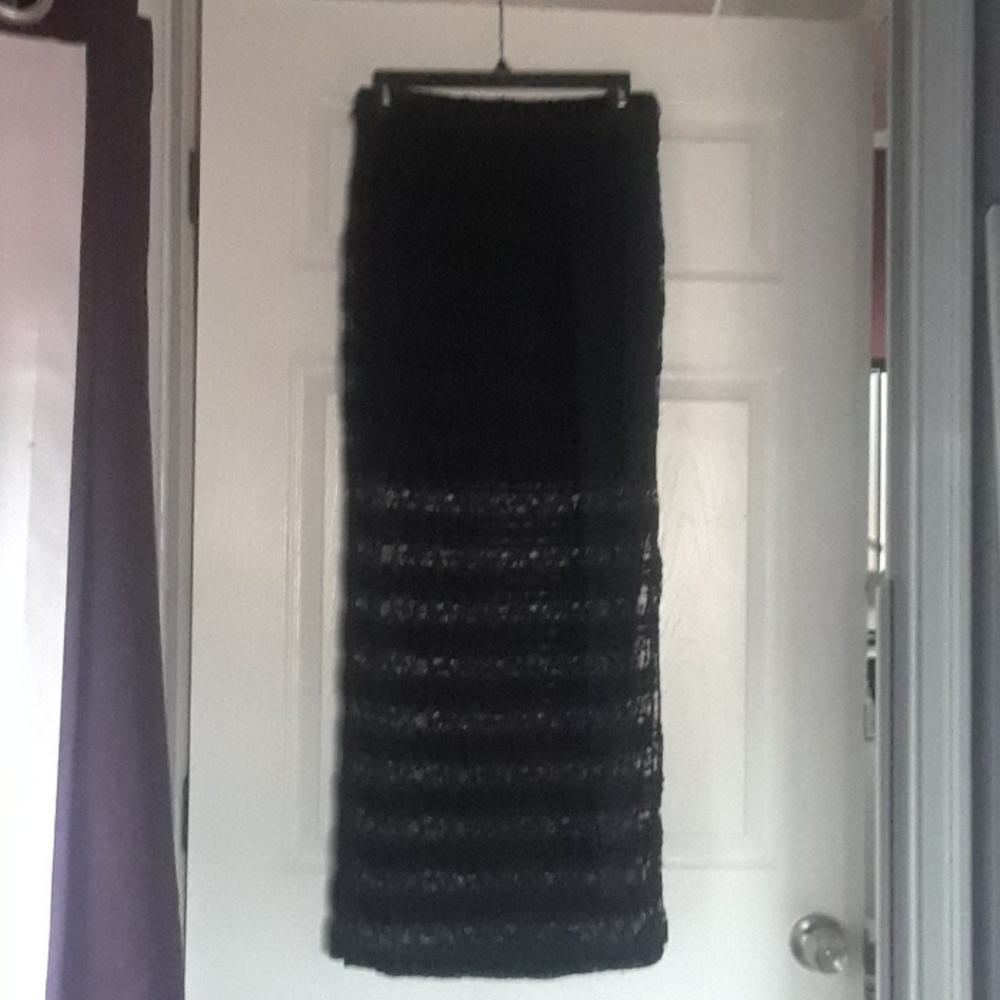 No Boundaries mini skirt with lace maxi overlay